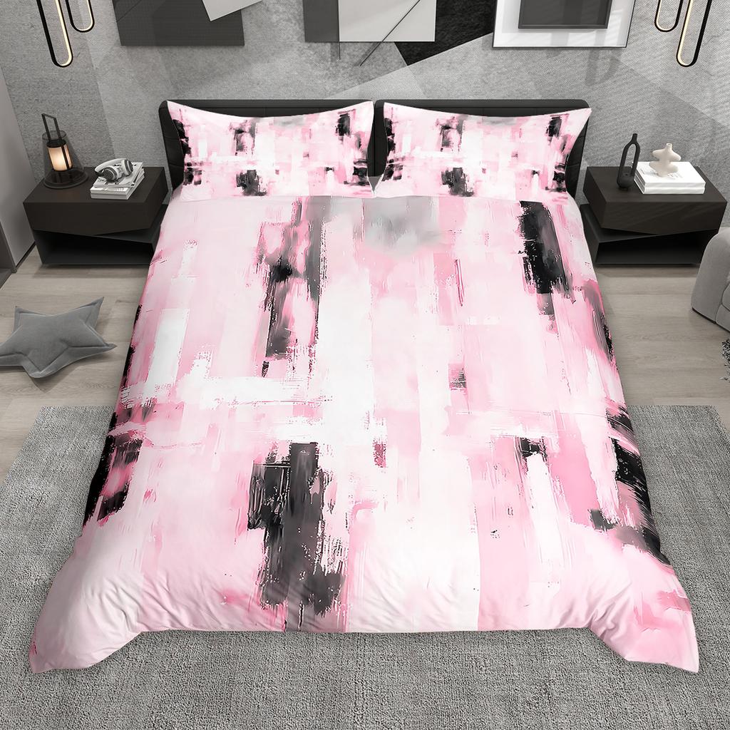 Homewish Watercolor Ombre Aesthetic Duvet Cover Set 2pcs/3pcs, Graffiti Oil Painting Bedding Set, Modern Gradient Bed Set