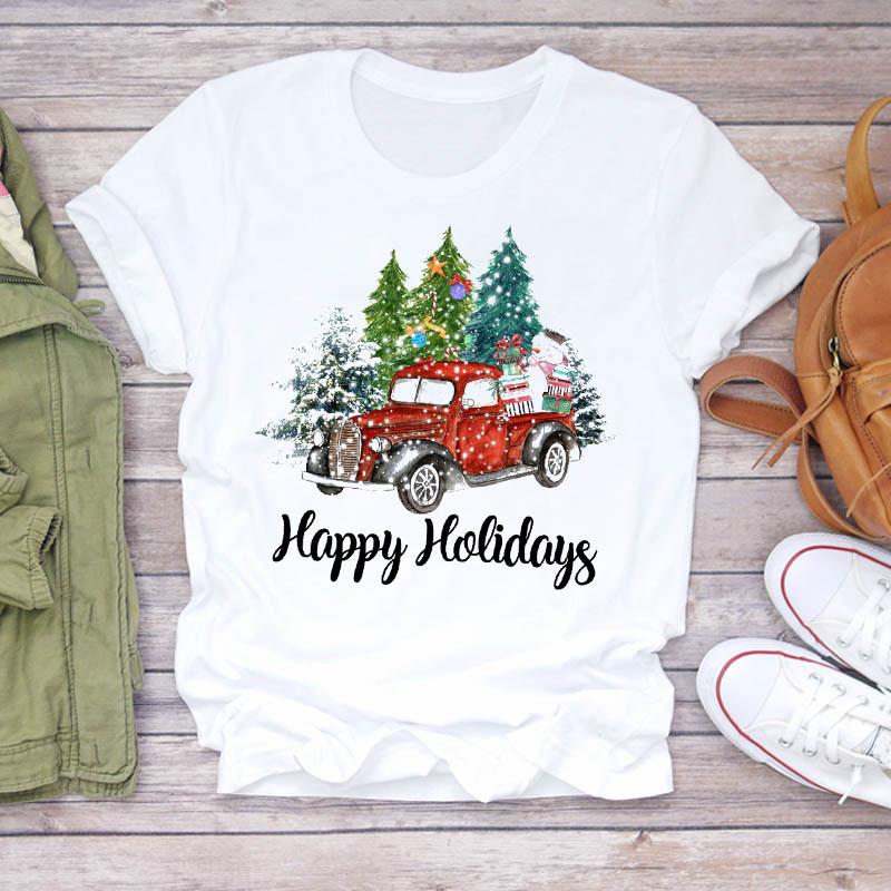 

Fashion Cartoon Christmas Graphic Women T-Shirt 90S Streetwear Cute Summer Loose Shirts White Short Sleeve O-Neck Tops Clothing XXXL білий