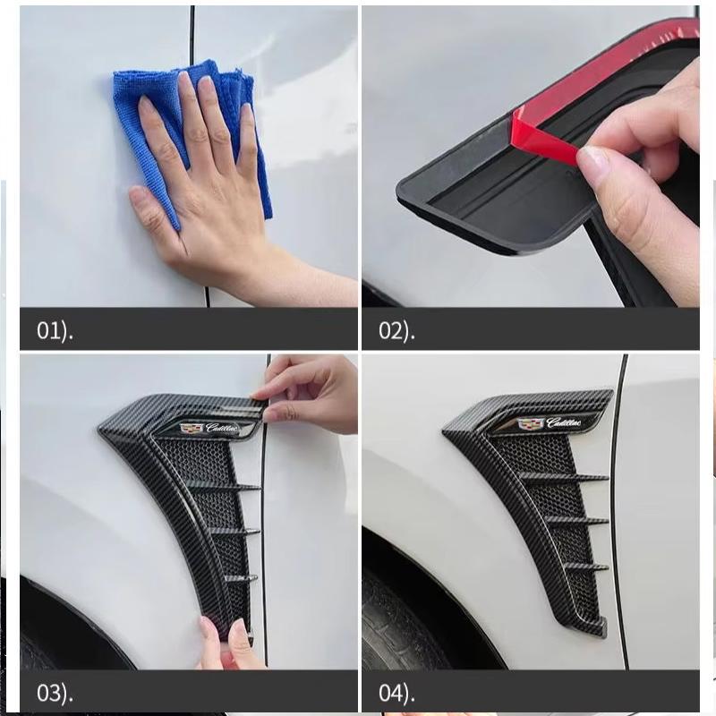 Carbon Fiber Black Car Fender Side Vents Air Flow Intake Hole Car Sticker Cover for Cadillac CTS CT5 CT6 XT5 XT6 STS XTS ATS SLS