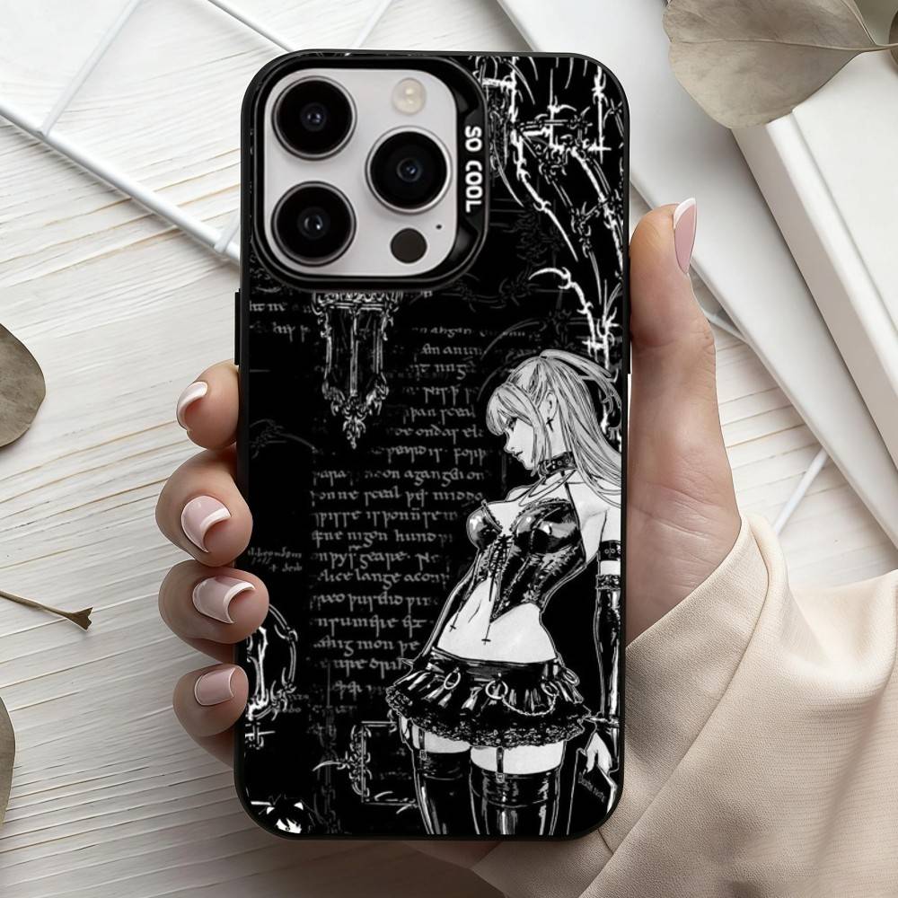 Funda para teléfono M-Misa D-Death N-Note para iPhone 17, 16, 15, 14, 13, 12, 11 Plus, Pro Max, color plata caramelo, interior chapado.