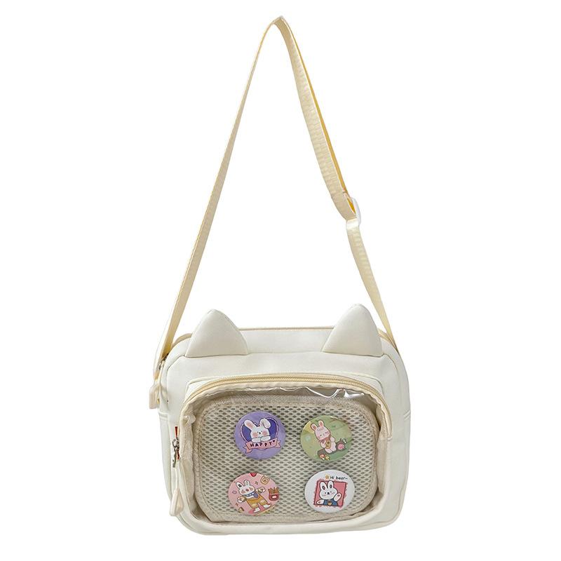 

Transparent Display Nylon Crossbody Bags for Women Versatile Portable Student Shoulder Bag Casual Girls Mini Phone Purse Handbag With badge