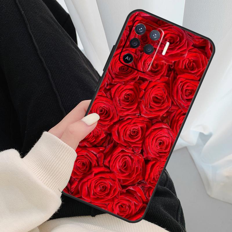 Beautiful Garden Red Roses Flowers Case For Oppo A18 A38 A58 A78 A98 A80 A60 A40 A96 A76 A16 A94 A74 A54 A15 A17 A57 A77 A5 Pro