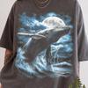 Vintage Blue Whale Midnight 90s Graphic T-Shirt, Retro Whale Shirt, 90s Ocean Wildlife Lightning Tee