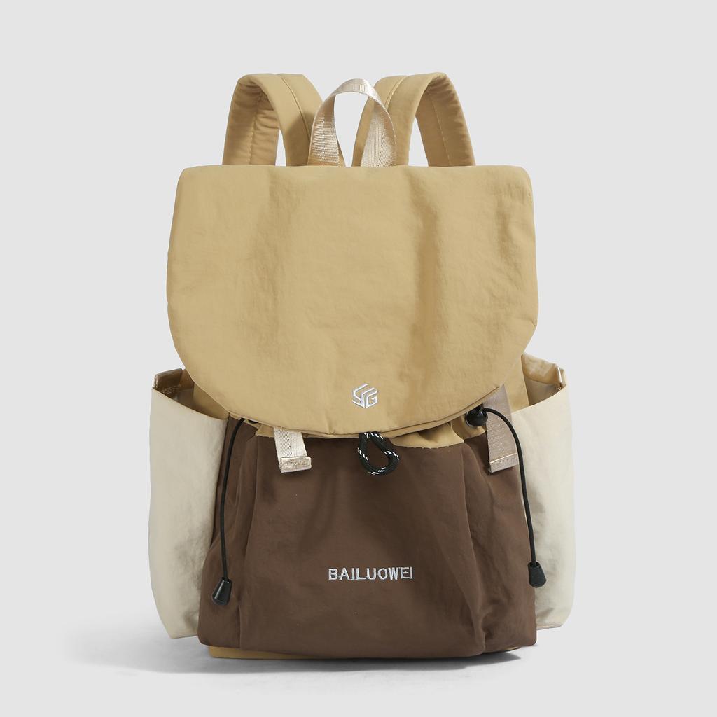 Schoolbag Outdoor Casual Backpack Male and Female Couples Go Out Lightweight Nylon Contrast Backpack Junior High School Student School Bag