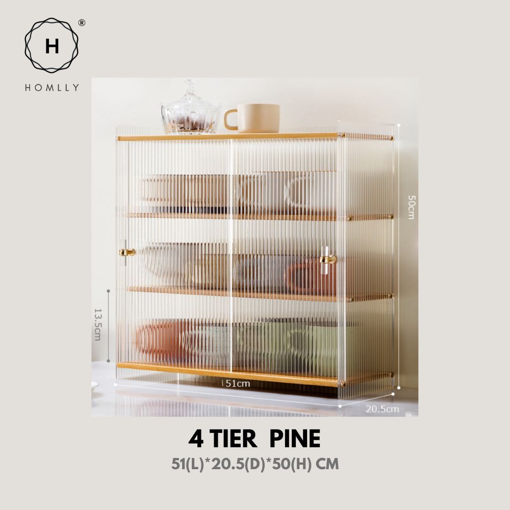 Homlly Dustproof Kitchen Storage Tabletop Cupboard Rack with Acrylic Door