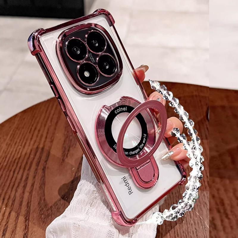 New Glitter Magsafe Magnetic Bracket Holde Bracelet Case for Xiaomi Redmi Note 14 13 12 11 10 Pro 14C 12C 13C Shockproof Cover