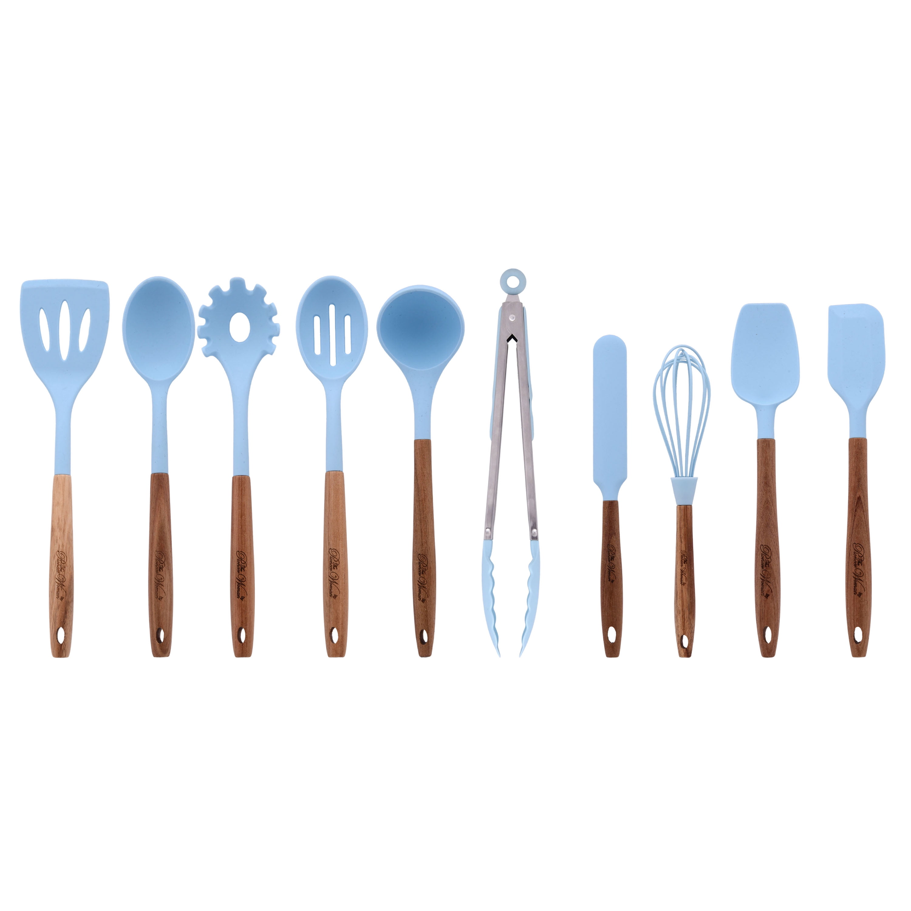 

10-Piece Silicone and Acacia Wood Handle Cooking Utensils Set, Blue United States