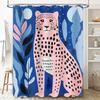 Animal Print Shower Curtain: Pink Leopard With Blue Background Perfect For Bathroom Decor!