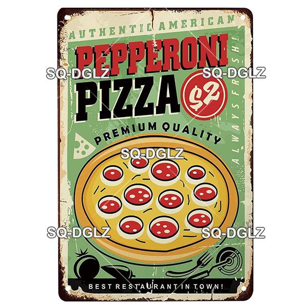 Vintage Metal Tin Sign Pizza Party Wall Decor Retro Kitchen Cafe Bar Home Plaque