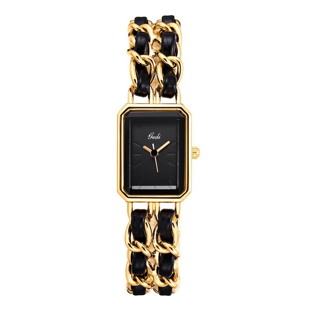Gedi Elegant Small Square Women's Quartz Watch with Niche Bracelet Style