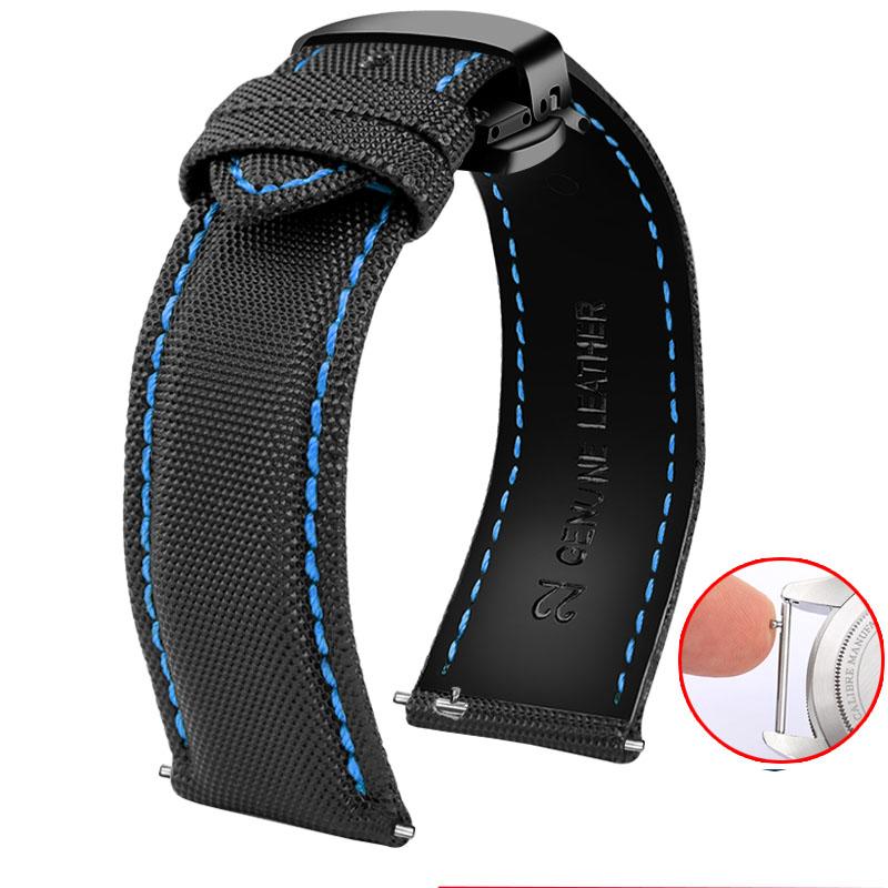 Für Mido Nylon Lederarmband Commander M021 M025 Multifort M005 Tissot CASIO Schwarz Orange TAG Heuer Nylonarmband 20mm 21mm 22mm