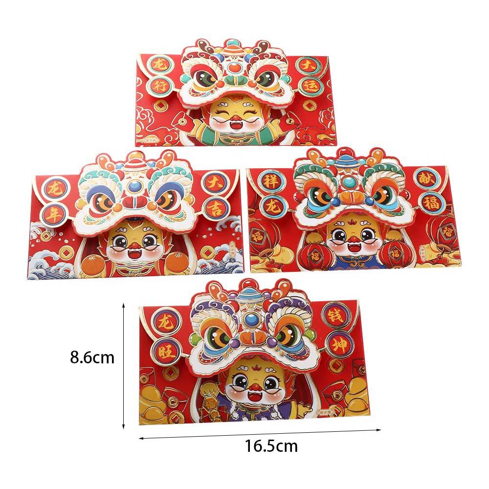 4pcs Red Dragon Year Red Envelope Chinese Style Lucky Money Pocket  Chinese New Year