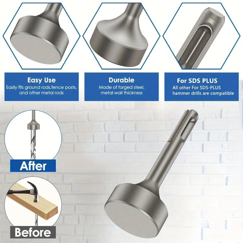 SDS-Plus Ground Rod Driver – Heavy-Duty Steel for 5/8" Rods, Rotary Hammer Hammer-Only Mode