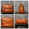 Whatna Antique-Style Tanned Natural Cowhide Leather One-Shoulder Bag for Men, Crossbody Bag, Clutch, Shoulder Bag, Tote Bag with 3 Compartments, Fits