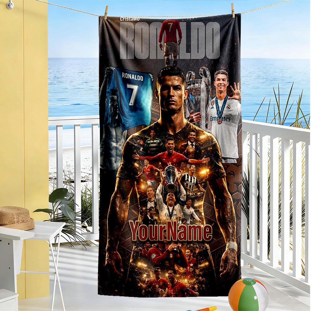 Cristiano Ronaldo Customize Text Beach Towel Super Soft Microfiber Quickdry Fabric Portable for SwimmingBeachCamping Travel Beach AccessoriesGym
