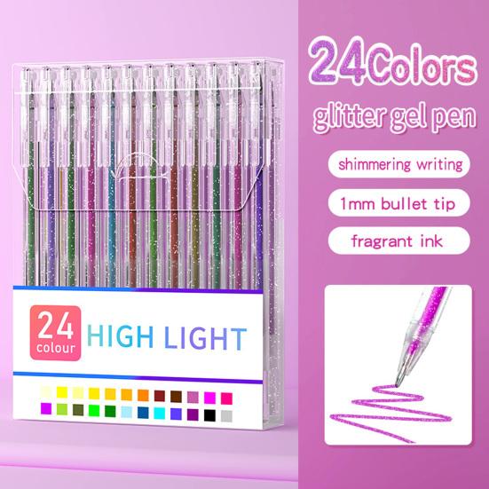 Glitter Gel Pen Set Smooth Writing Colored Drawing Pens Portable Journaling Crafting Doodling Glitter Pens for Adults School Supplies