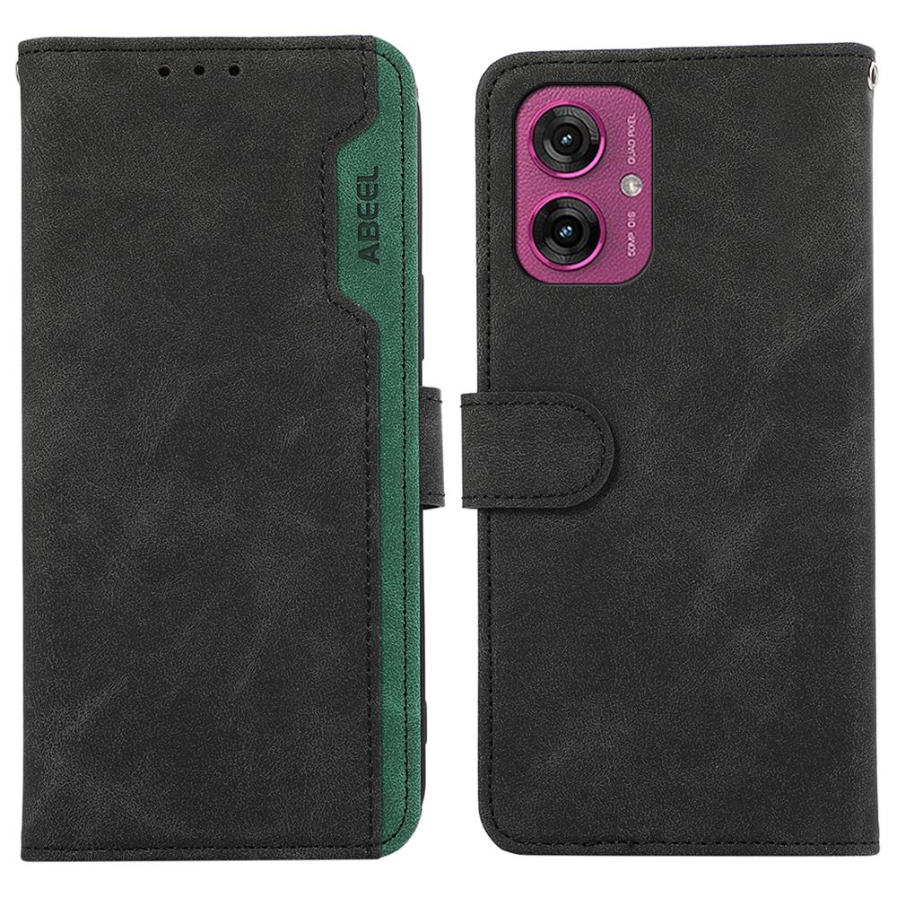 ABEEL Чехол-книжка для Motorola Moto G55 5G, с цветными вставками из кожи, с блокировкой RFID C