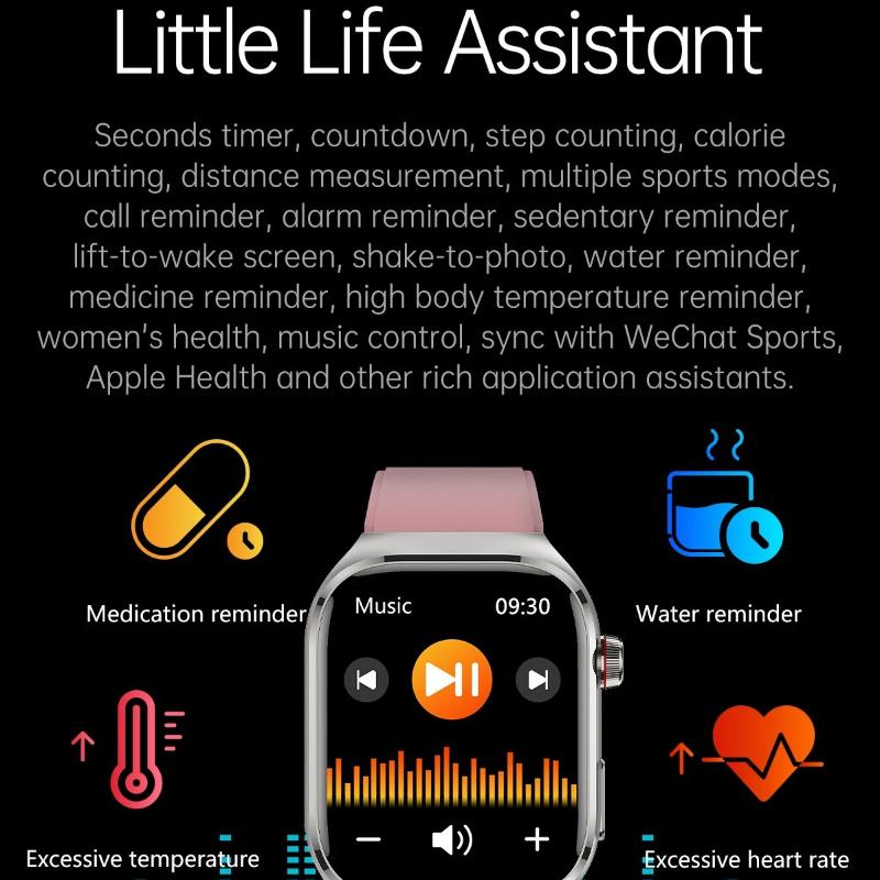 2026 NEW ECG Blood Oxygen Blood Pressure Temp Monitor Men Uric Acid Blood Fat Health Diagnosis HD Bluetooth Call Men Smart Watch