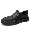 Men's Hollow Leather Shoes Handmade Moccasins Loafers Slip On Flats Walking Shoes