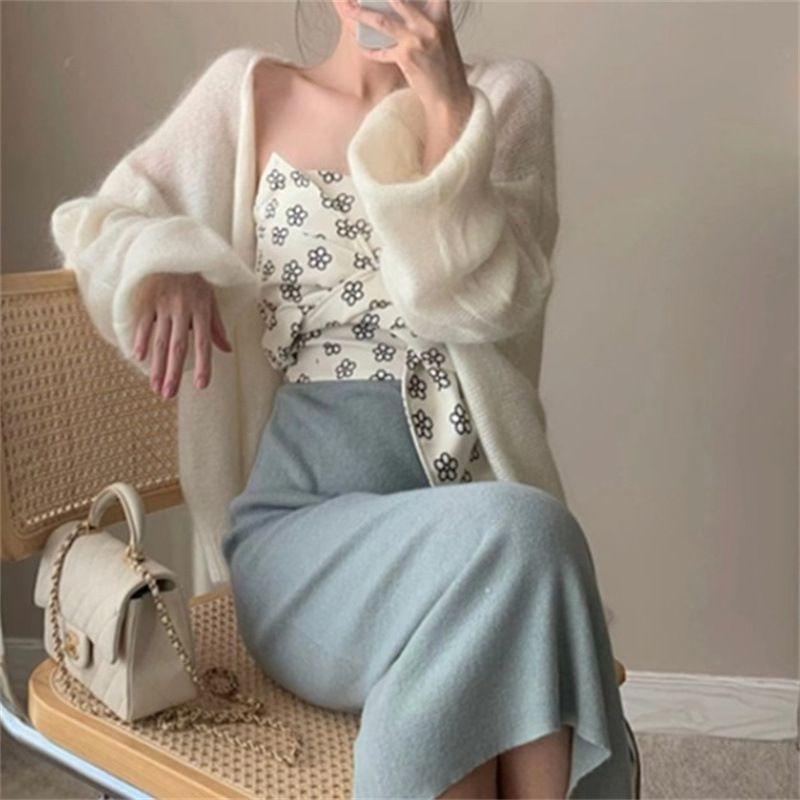 Autumn Women's Soft and Thin Sweater Jacket Mohair Knitted Cardigan Top