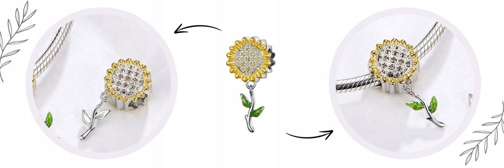Charms Pr 925 Sunflower Pendant Bead Beads Colorful Zircons