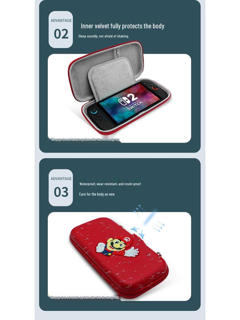 Nintendo Mario Design Switch2 Protective Storage Bag - Portable and Drop-Proof Case