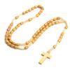 Nuevo Colgante de Coche con Cruz de Cuentas de Madera Para Mujeres Hombres Católico Cristiano Religioso Jesús Rosario Joyería Regalo