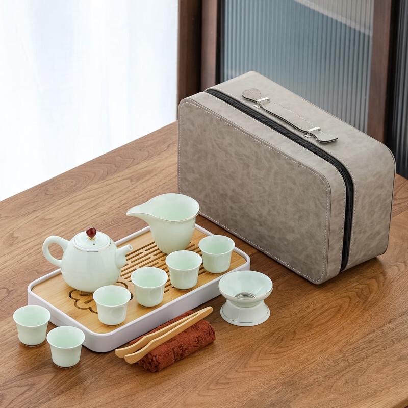Emerald Green Ceramic Travel Tea Set