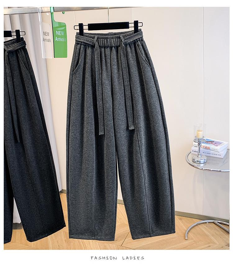 

Plus Size Winter Velvet Cashmere High Waist Scimitar Pants for Women - Slimming, Floor-Length, Balloon Style S