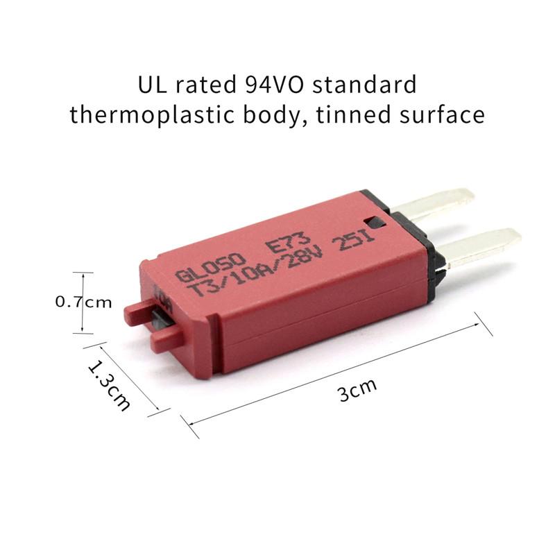 Resettable Fuse Manually Resettable 10A Mini Fuses 12/24V Automotive Fuses Motorcycle Boat Micro Fuse Car Accessories