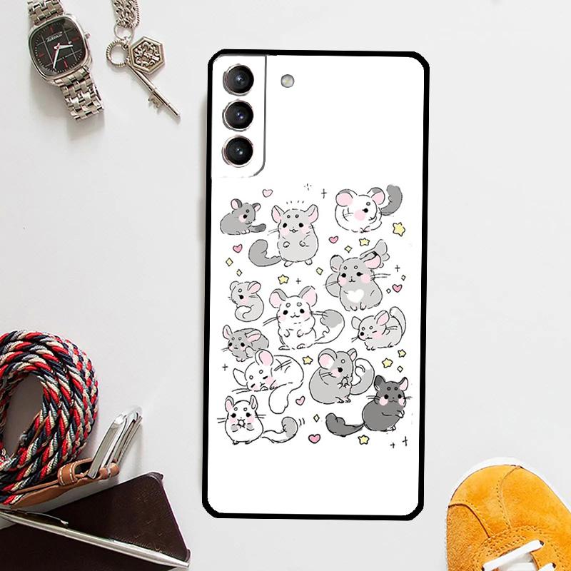 Cute Cartoon Chinchilla Case For Samsung Galaxy S25 Ultra S20 S21 S22 S23 Plus S9 S10 S25 FE S24 Ultra Cover Coque