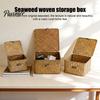 Organizzatori Intrecciati per Oggetti Vari Scatola Portaoggetti in Erba Marina Intrecciata con Coperchio Ribaltabile, Cesti Rustici Antipolvere con Coperchio Contenitore Salvaspazio Scaffali