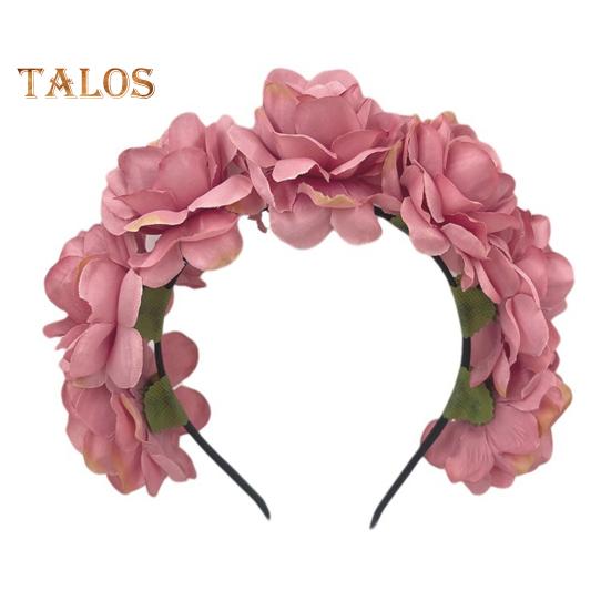 Imitation Rose Flower Headband Retro Fake Flower Decor Crown Headband Women Headpiece Hair Hoop Party Decor
