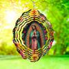 Multicolor Metal Wind Spinner Ornament with Swivel Hook - 25.4 cm Double Sided Circular Garden Decor featuring a Portrait Design, Ideal for Yard