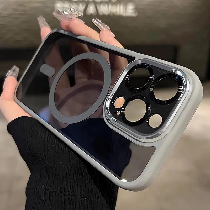 For iPhone 17 Luxury Magnetic Metal Lens Bumper Protection For Case 16 15 14 13 12 11 Pro Max Wireless Charge Hard Clear Cover