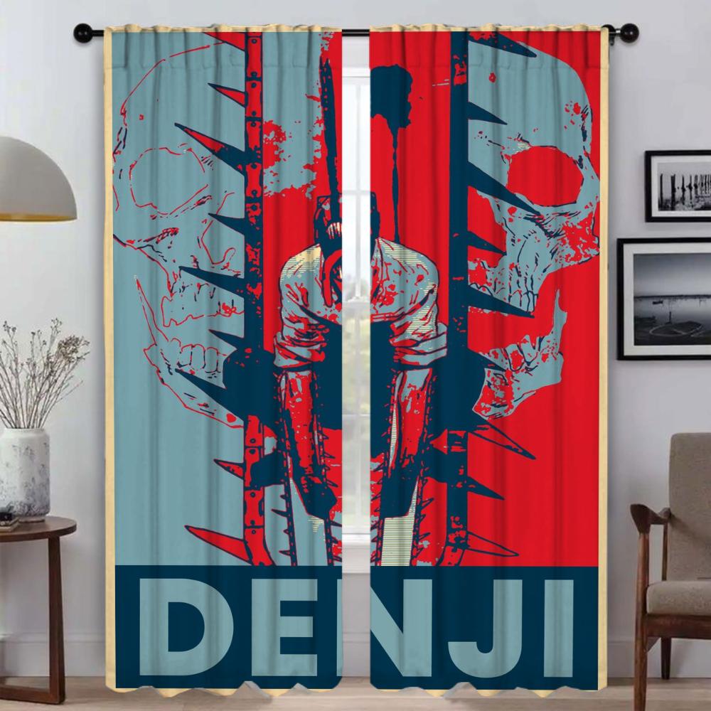 Shades Chainsaw Girl Blackout Curtains for Living Room Curtain Halloween Decoration Home Interior Curtains 2 Pieces Partition