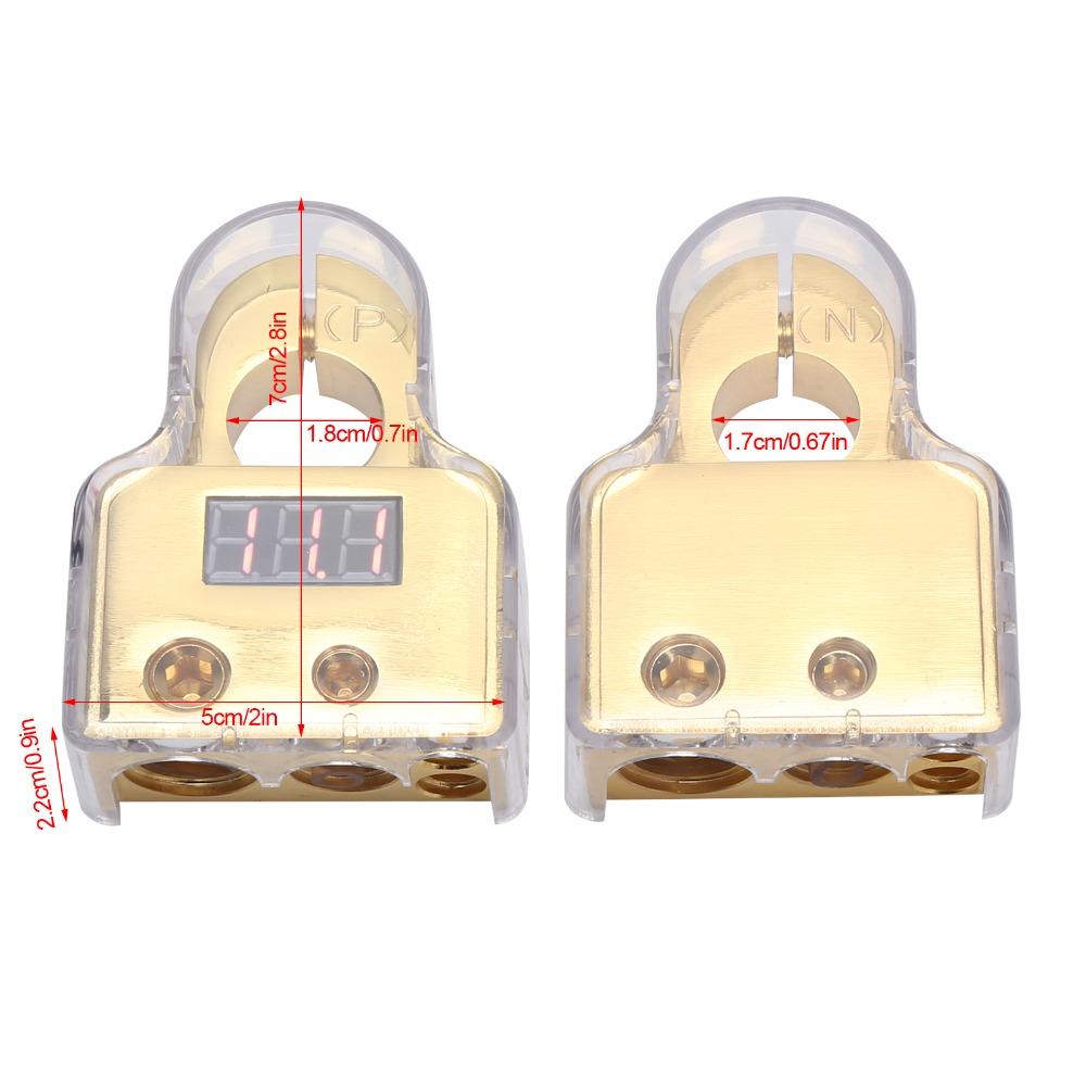Heavy Duty 0/4/8/10 Car Battery Terminal Connectors AWG Gauge Digital Voltmeter Display Connectors Kit Truck