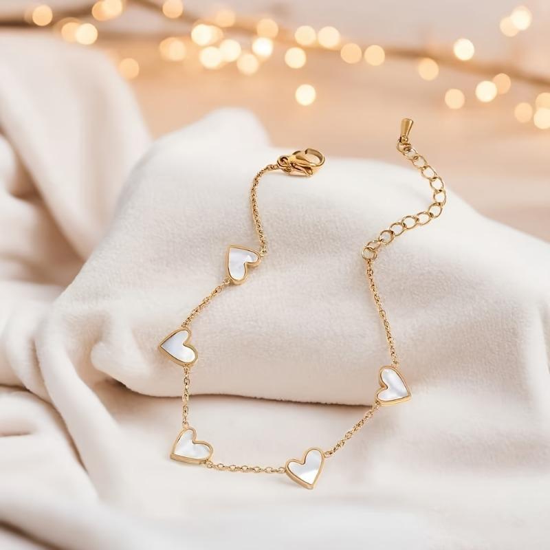 Colorful Enamel Heart Charm Bracelet Set – Gold Plated Adjustable Chain Bracelets, Fashion Cute Love Jewelry for Women Daily Party Wear