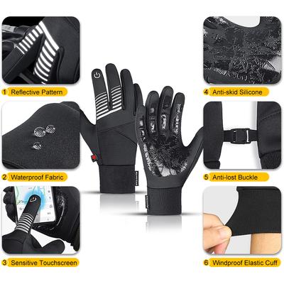 Cycling Gloves Waterproof Touchscreen Gloves Winter Warm Gloves Windproof Anti-slip Sports Thermal