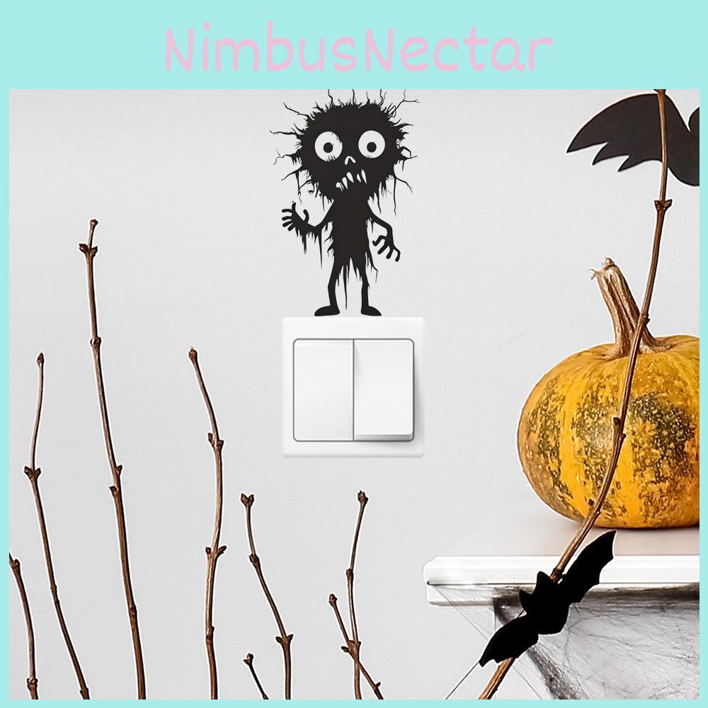 Black Features Halloween Cartoon Switch Sticker Pvc Wall Decor For Room Living