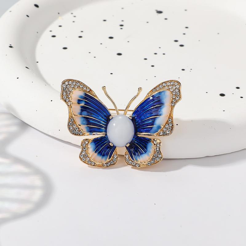 1Pcs Trendy Animal Insect Lapel Pin Elegant Crystal Enamel Butterfly Brooch For Men'S Suit Fashion Clothing Accessory Jewelry
