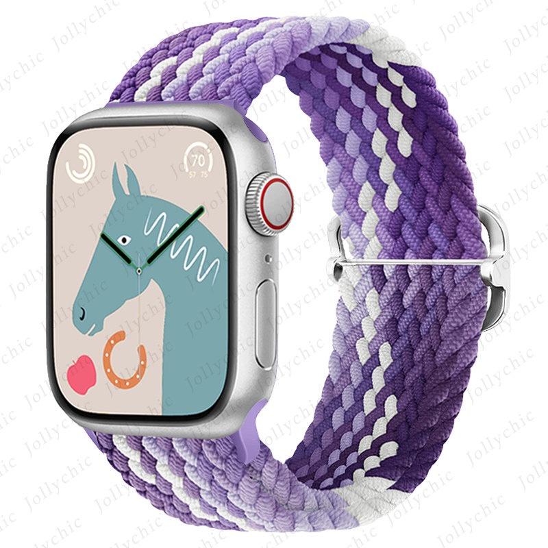 Braided Stretchy Adjustable Straps Compatible for Apple Watch Ultra 2/1 Band 38mm 40mm 41mm 42mm 44mm 45mm 49mm for Women Men