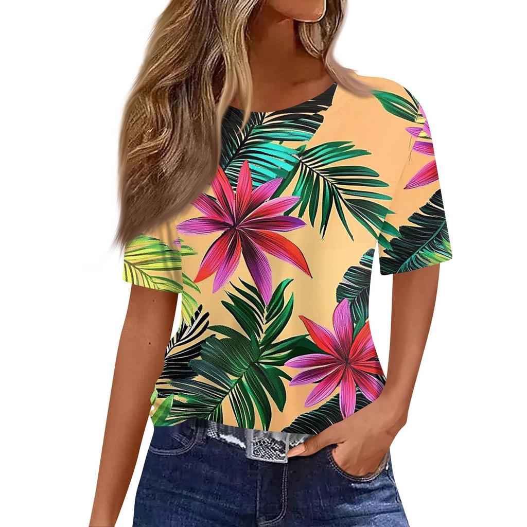 Modisches, lässiges Pullover-Oberteil mit kurzen Ärmeln und Rundhalsausschnitt für Damen