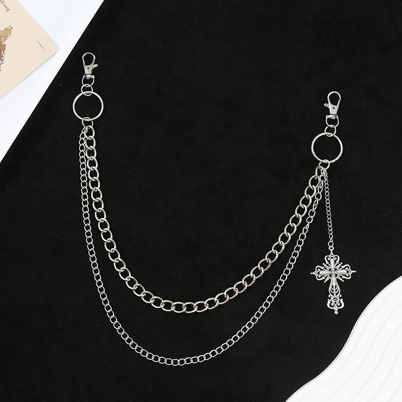 Personalized Metal Pants Chain with Cross Pendant - Hip Hop Rock Style Waist Accessory