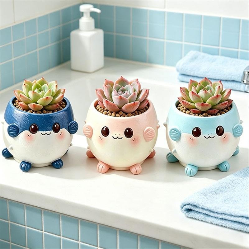 Adorable Delightful Cartoon Succulents Planter Container Pet Resin Flower Pot For Office Desk Home Decoration Y5GB