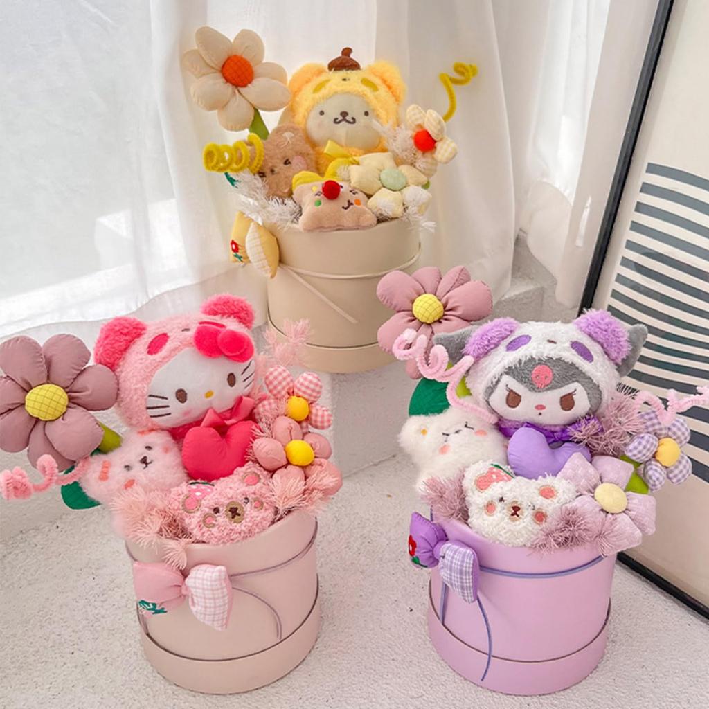 Cute Plush Bouquet, Bucket Doll Bouquet, Popular Gift for Birthdays, Friends, Children, Anniversaries, Mother's Day, Weddings, Entrance Ceremonies,