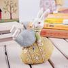 Cute Easter Bunny Statue with Egg Sculpture Resin Figurine Crafts Home Table