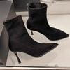 2026 Women's Ankle Boots High Heels Suede Fashion Luxury Shoes Pointed Toe Woman Pumps Sexy Designer Elegant Mujer Short Boots