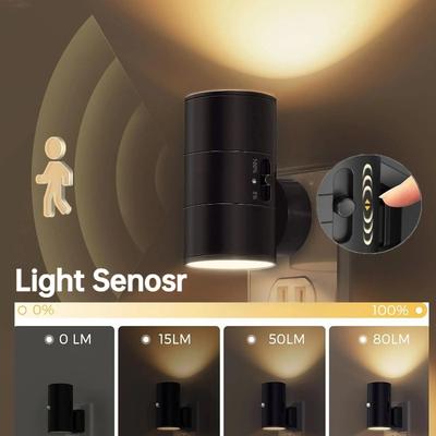 LED Plug-in Motion Sensor Night Light Tricolor Dimmable Wall Lamp with Remote Control for Bathroom Hallway Stairway Bedroom
