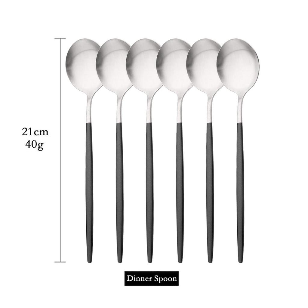 Pachet de 6 linguri rotunde pentru supă de uz casnic linguri de cină din oțel inoxidabil Linguri de masă cu mâner lung în stil coreean Veselă de bucătărie